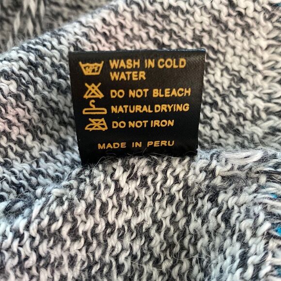 Ecologic Arts Vintage 100% Alpaca Aztec Geo Fringe Knit Hooded Sweater Tassel - Picture 10 of 16